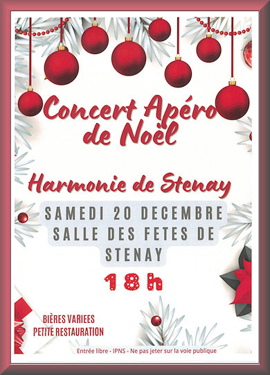 Concert Apéro, par l'Harmonie de Stenay le 20 déc à la salle des fêtes de Stenay