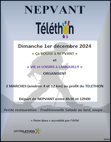 Marches pour le téléthon à Nepvant le 1er décembre